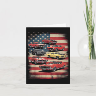 Carte Voiture vintage de Muscle Retro American Flag Patr