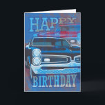 Carte Voitures du joyeux anniversaire GTO<br><div class="desc">Illustration de style contemporain de deux voitures de GTO.</div>