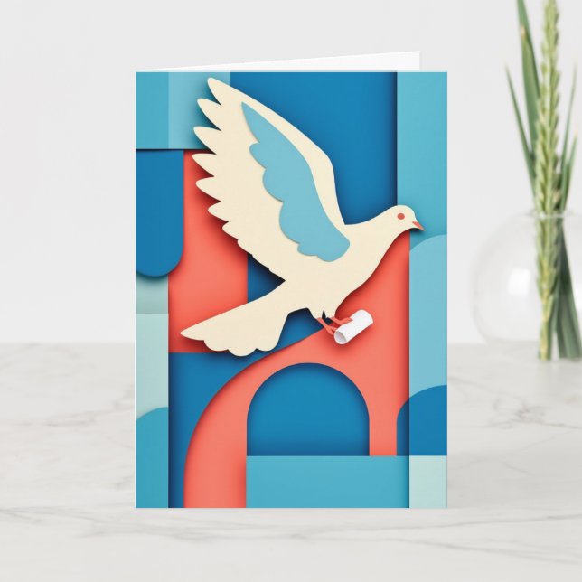 Carte Vol de pigeon avec parchemin (Devant)