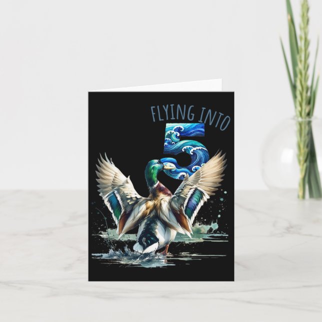 Carte Vol en 5 Chasse de canard 5e fête d'anniversaire 5 (Devant)