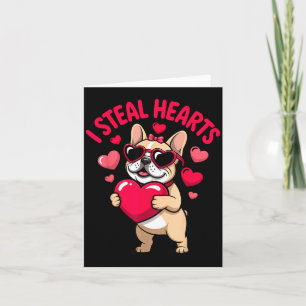 Carte Vole des coeurs bouledogue français valentin drôle