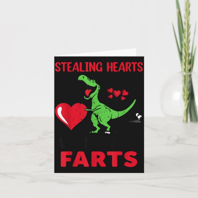 Carte Voler des cœurs et exploser des pets T Rex Mignon  (Devant)