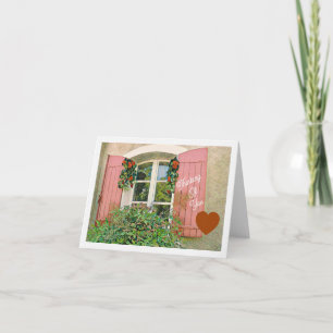 CARTE VOLETS ROSES ET FLEURS/JE PENSE À TOI