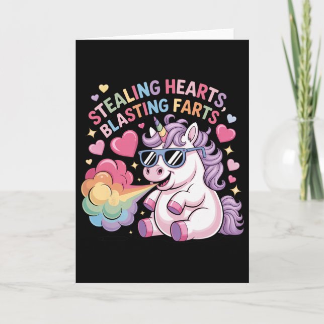 Carte Voleur de cœurs pets explosifs licorne de la Saint (Devant)