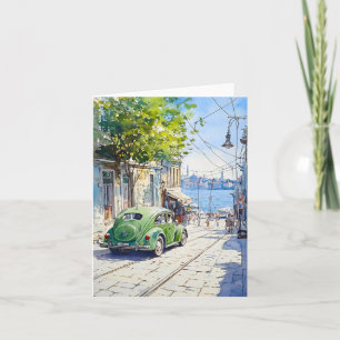 Carte Volkswagen Vert En Aquarelles