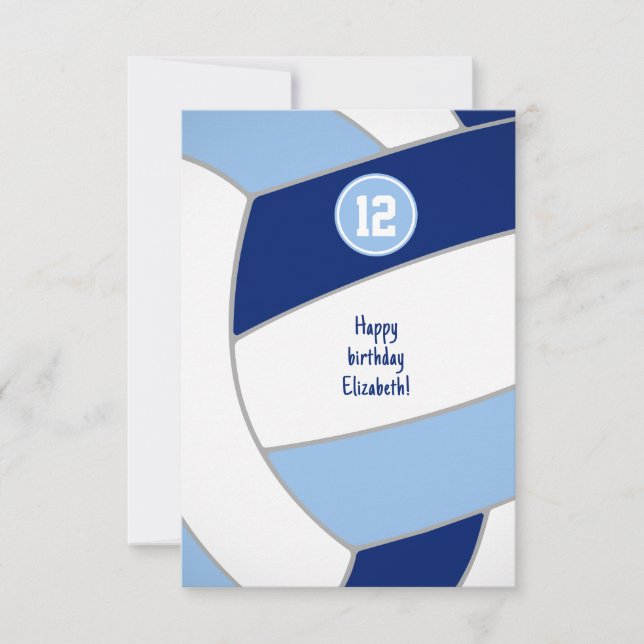Carte volley-ball bleu blanc anniversaire ou félicitatio (Devant)