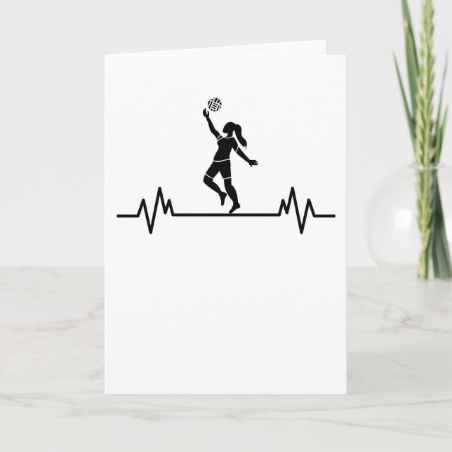 Carte Volleyball Heartbeat Funny Volleyball Sport Cadeau (Devant)