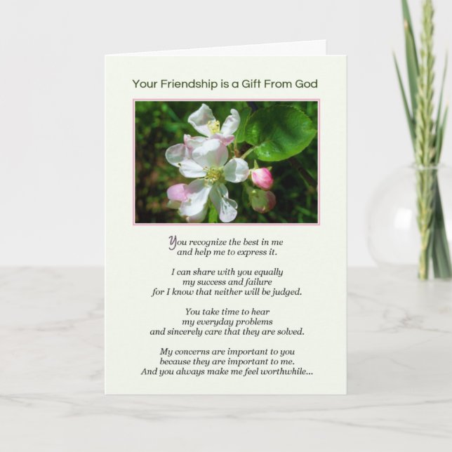 Carte Votre amitié est un cadeau de Dieu (Devant)