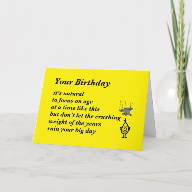 Carte Votre anniversaire - un poème drôle d'anniversaire (Devant)