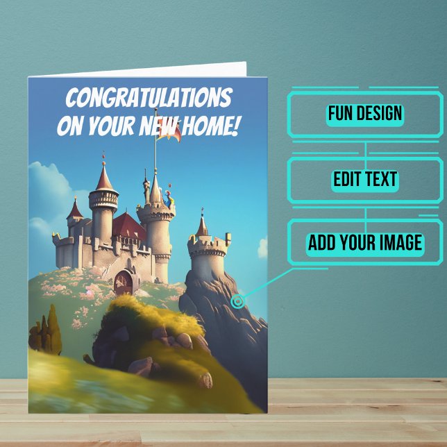 Carte Votre château est votre nouvelle maison Félicitati (Use this card to wish new homeowners congratulations in a unique and personalized way. )