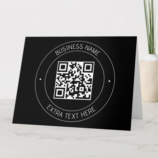 Carte Votre code QR & Texte modifiable | Noir & Blanc (Devant)