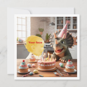 Carte Votre enfant avec un dinosaure, anniversaire tricé