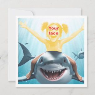 Carte Votre enfant chevauchant un bébé requin, grand req