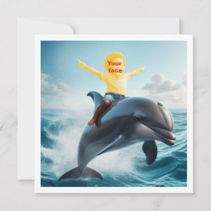 Carte Votre enfant chevauchant un dauphin, mettez mon vi