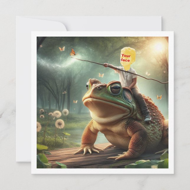 Carte Votre enfant chevauchant une grenouille, mettez mo (Devant)