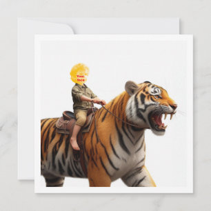 Carte Votre enfant montant un tigre, mettez mon visage s