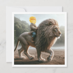 Carte Votre enfant monte un lion, mettez mon visage dans