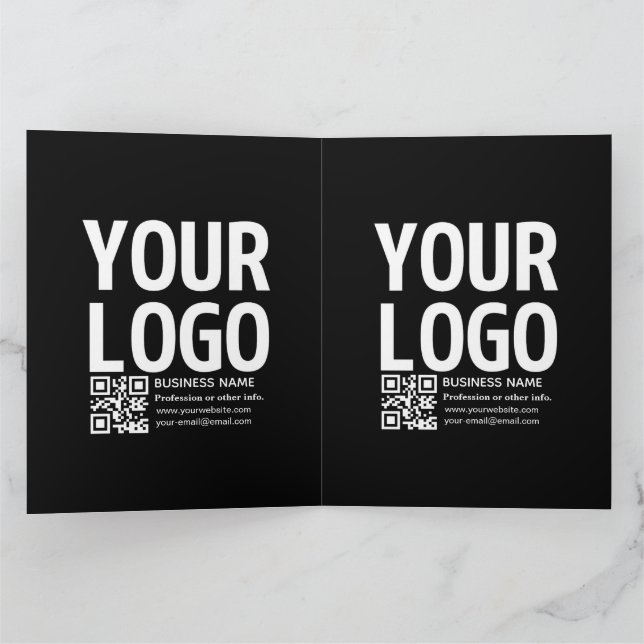 Carte Votre logo avec code QR et texte modifiables  (Intérieur)