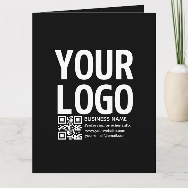 Carte Votre logo avec code QR et texte modifiables  (Devant)