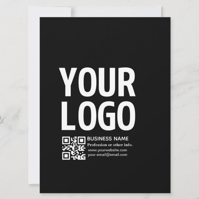 Carte Votre logo avec code QR et texte modifiables  (Devant)