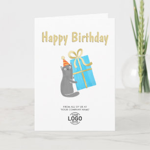 Carte Votre logo Cute Chat Bleu Cadeau Affaires Annivers