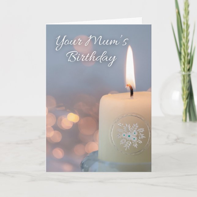 Carte Votre mère Anniversaire Souvenir avec bougie (Devant)