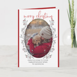 Carte VOTRE PHOTO Feuillage et baies de Noël