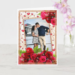 Carte Votre PHOTO Happy Valentine's Roses