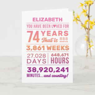 Carte Vous avez été aimé 74 ans, nom personnalisé annive