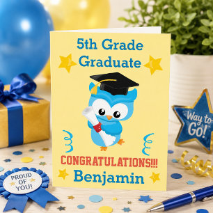 Carte Vous avez réussi, diplômé ! Hibou Bleu 5e année