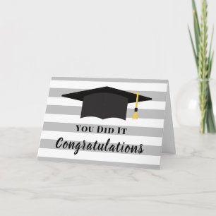 Carte Vous avez réussi Félicitations Rayures de chapeau 
