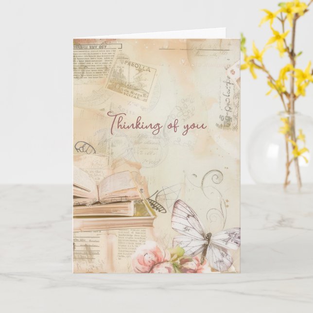 Carte Vous en pensant Rêveur Vintage  (Fleur jaune)