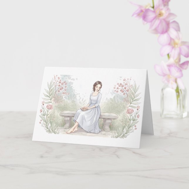 Carte Vous envoyer la paix - Lectrice de jardin à l'aqua (Orchidée)