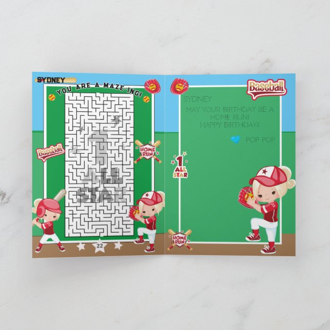 Carte Vous Êtes A-Maze Blonde Girls Softball Anniversair (Intérieur)