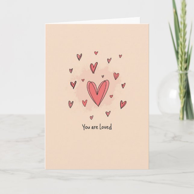 Carte Vous êtes aimé coeurs (Devant)