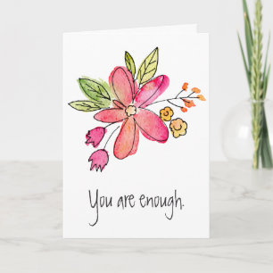 Carte Vous Êtes Assez Aquarelle Fleur Rose