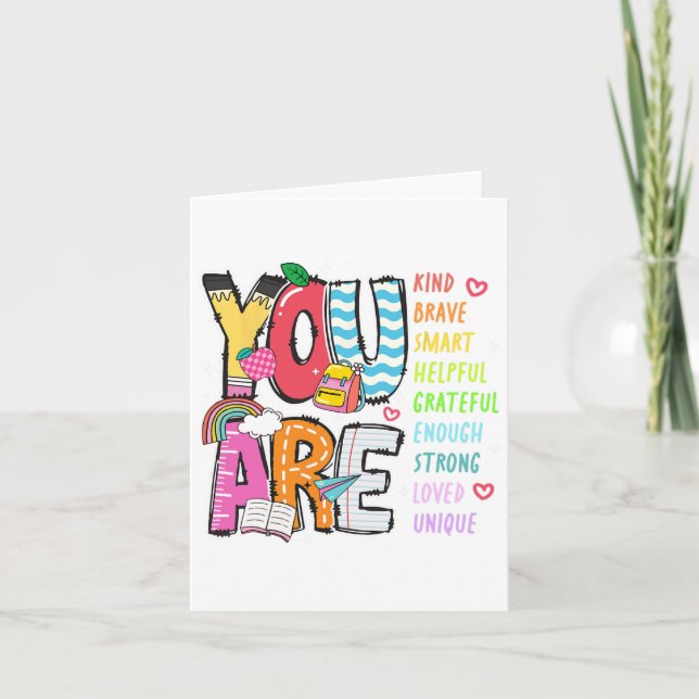 Carte Vous Êtes Courageux Et Intelligent, Utile Et Aimé  (Devant)
