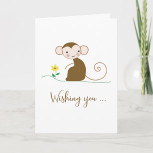 Carte Vous êtes dans mes pensées Singe avec Fleur Religi