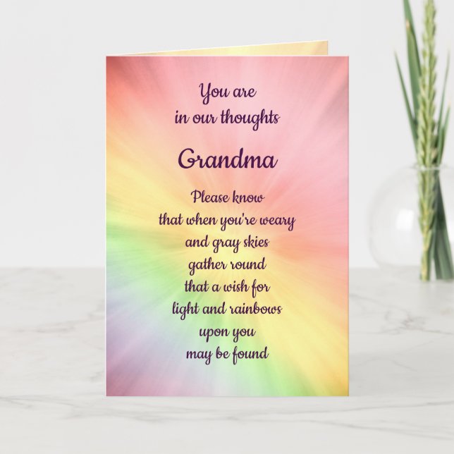 Carte Vous êtes dans nos pensées, grand-mère salut (Devant)