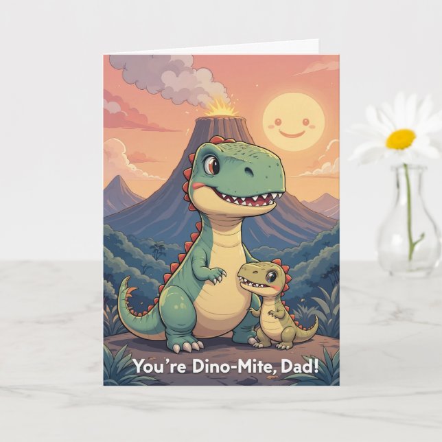 Carte Vous êtes Dino Mite Papa Mignon Dinosaure Coucher  (Petite plante)