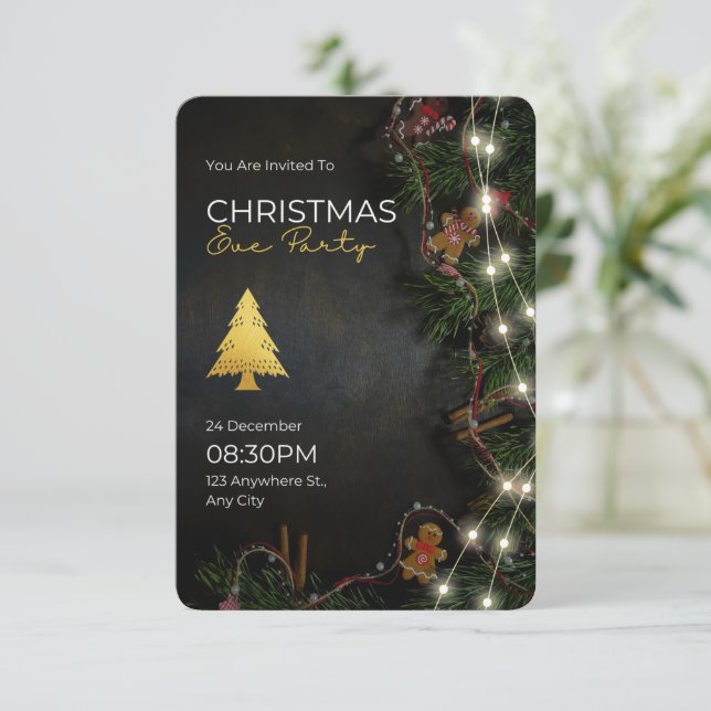 Carte Vous êtes invité à Noël Soirée Salutation (Debout devant)