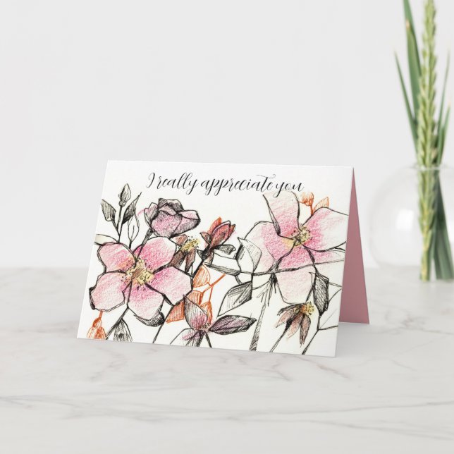 Carte Vous êtes une bénédiction de Dieu Fleurs roses (Devant)