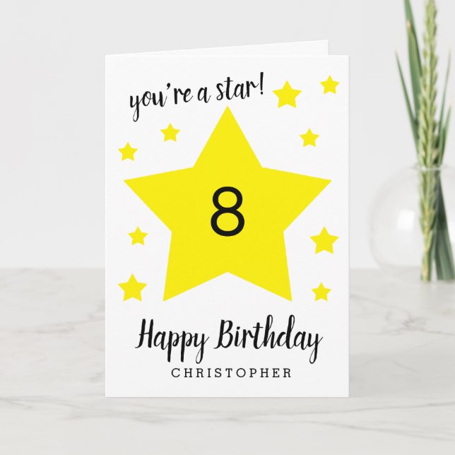 Carte Vous êtes une étoile 8ème anniversaire (Devant)