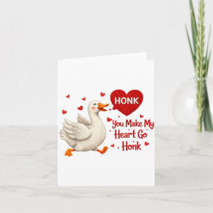 Carte Vous faites battre mon cœur Honk Oie drôle Saint V