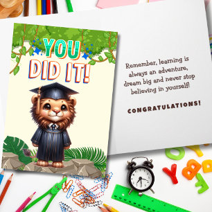 Carte Vous L'Avez Fait ! Joie de graduation de Lion mign