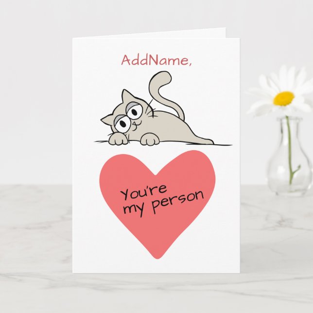 Carte Vous Ma Personne J'Aime Vous Ajouter Nom Cat Salut (Petite plante)