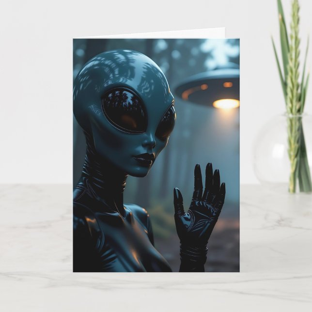 Carte Vous Manquez ! Amitié| Alien et OVNI (Devant)