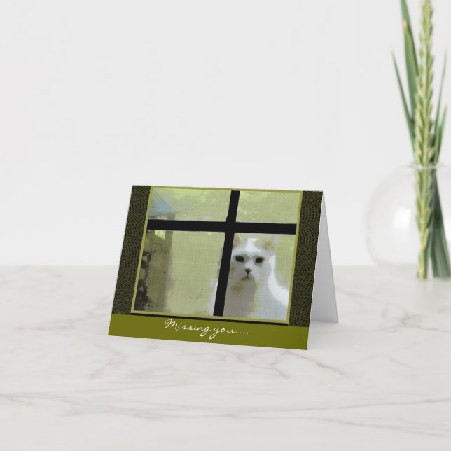 Carte Vous manquez - Chat à la fenêtre (Devant)