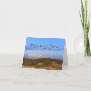 CARTE "VOUS MANQUEZ" COUCHER DE SOLEIL/SABLE DUNES/GRASS