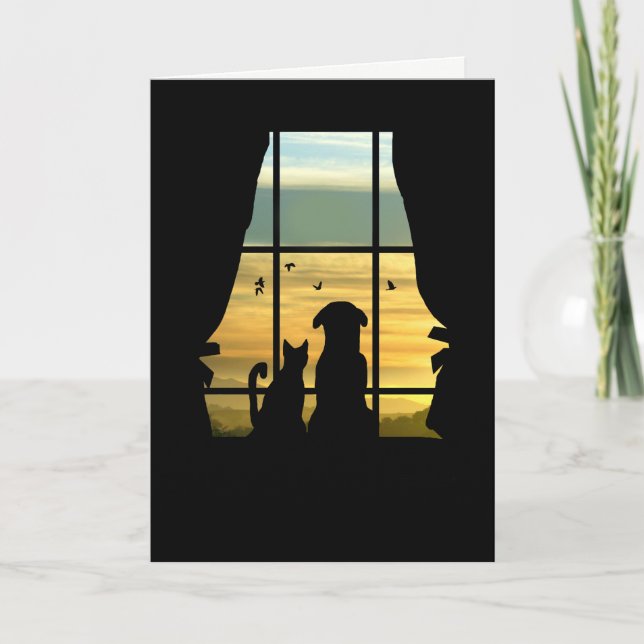 Carte Vous manquez Je vous manque mignon chien et chat d (Devant)